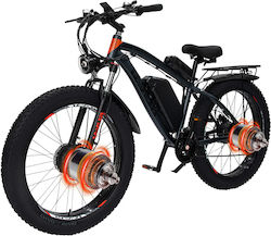 Gunai 26" Black Electric Mountain Bike with 21 Speeds and Disc Brakes