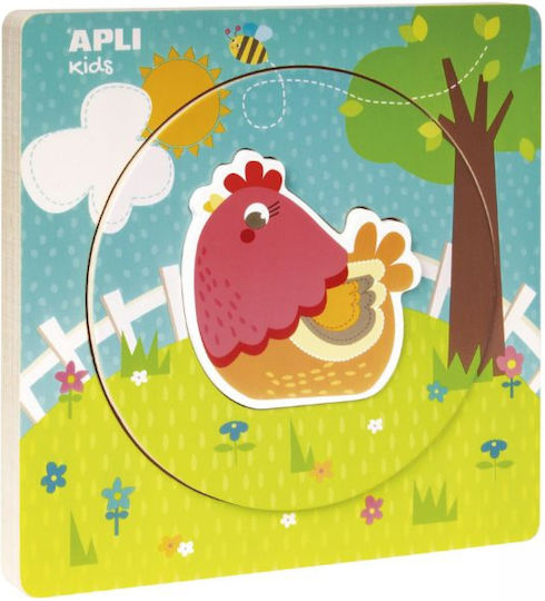Wooden Kids Peg Puzzle Chicken for 1+ Years Apli Kids