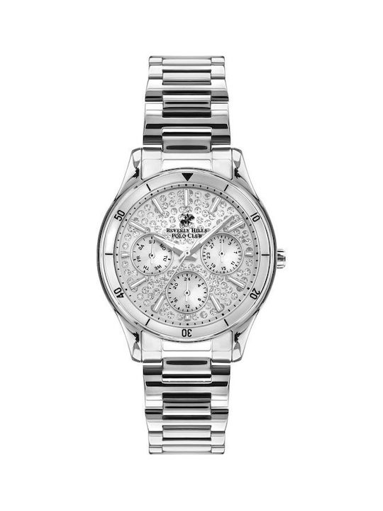 Beverly Hills Polo Club Crystals Watch with Silver Metal Bracelet