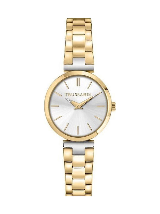 Trussardi Γυναικείο Ρολόι 30mm Μπαταρίας με Χρυσό Μεταλλικό Μπρασελέ