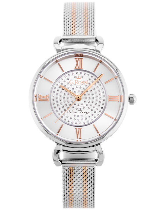 G.Rossi Men's Watch 45mm Battery with Pink Gold Metal Bracelet