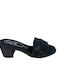 SPK Shoes Chunky Heel Leather Mules Black