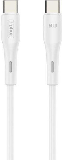 T-Phox Gentle USB 3.0 Cable USB-C male - USB-C 60W Λευκό 1m 1662970293