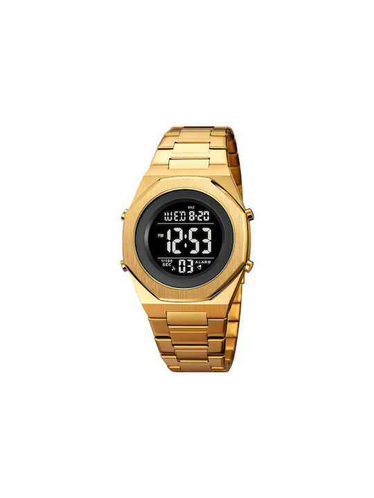 Skmei Digital Watch Chronograph Battery with Metal Bracelet Gold / Black