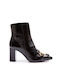 Fardoulis Leather Women's Ankle Boots with Medium Heel Black