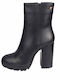 Gianna Kazakou Leather Women's Ankle Boots with High Heel Black