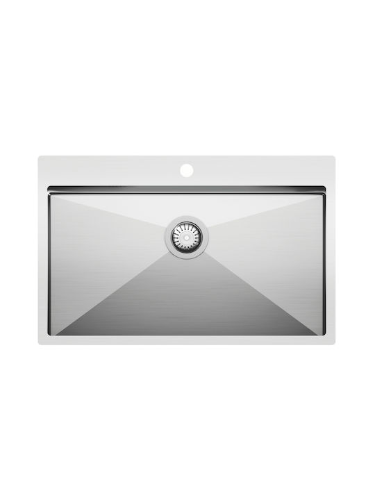 Helika Luna Ένθετος Νεροχύτης Inox Μ79xΠ50.5cm Ασημί
