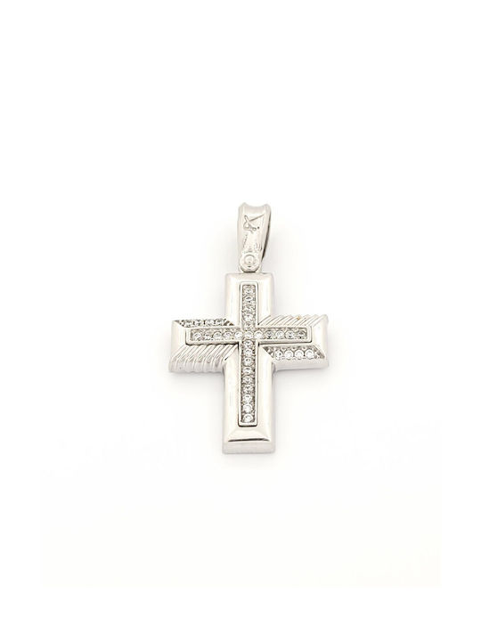 Damen Weißgold Kreuz 14K mit Kette