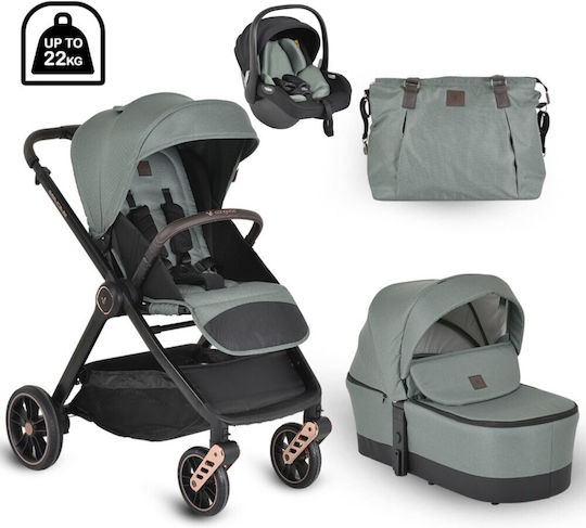 Cangaroo Macan Adjustable 3 in 1 Baby Stroller Suitable for Newborn Green 11kg