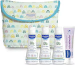 Mustela Σετ Περιποίησης Body milk 100 ml, Bath gel 100 ml, Cleansing water 100 ml, Balm cream 50 ml & Toiletry Bag 5τμχ