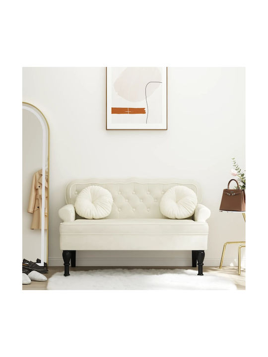 Διθέσιος Καναπές Βελούδινος Κρεμ 119.5x64.5x75εκ.