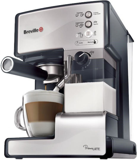 Breville Automatic Espresso Machine 1050W Pressure 15bar for Cappuccino Gray VCF045X-01