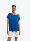 Secret Fashion Women's Blouse Short Sleeve Blue Roulette