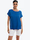 Women's Blouse Short Sleeve Blue.