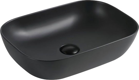 Vinci Suite Slim Deasupra Blatului Chiuvetă Porțelan 50x40x13cm Black Mat