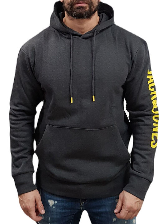 Jack & Jones Тъмно сиво с Качулка