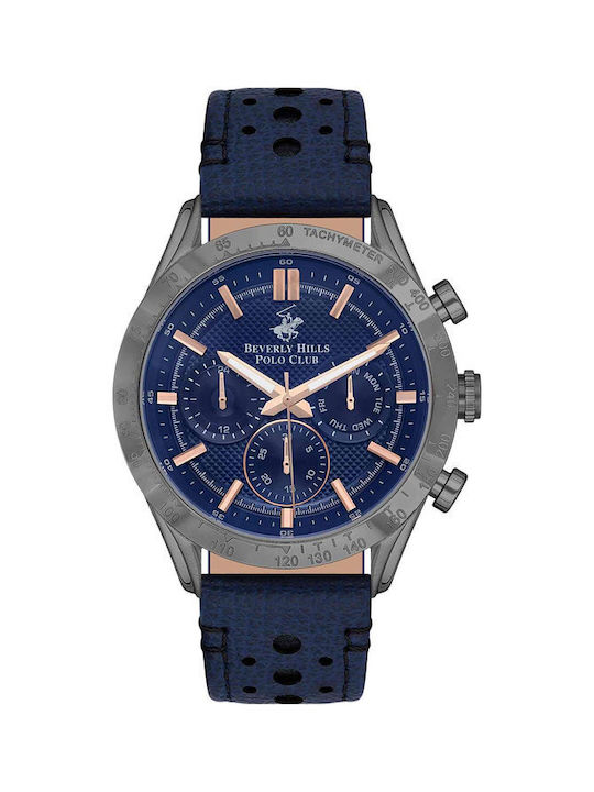Beverly Hills Polo Club Watch Battery with Blue Leather Strap