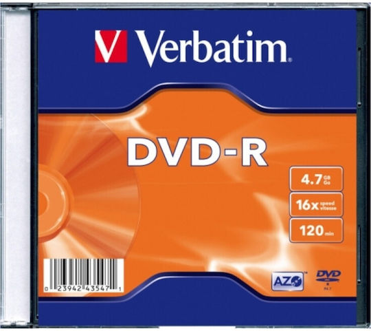 Verbatim Azo Εγγράψιμο DVD-R 16x 4.7GB 1τμχ