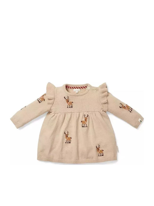 Kinderkleid Langärmelig Knitted Beige