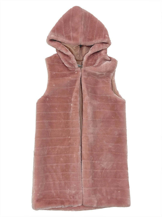 Vesta Scurtă Blană de damă Pink