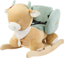 Nattou Fabric Rocking Toy Cow for 10+ months Light Blue