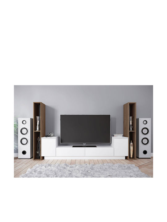 TV-Ständer Weiß Weiß+Admiral Walnuss M223.5xP40.5xH130cm