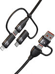 Usams US-SJ645 Geflochten USB zu Blitzschlag / Typ-C / Micro-USB Kabel Schwarz 1.2m