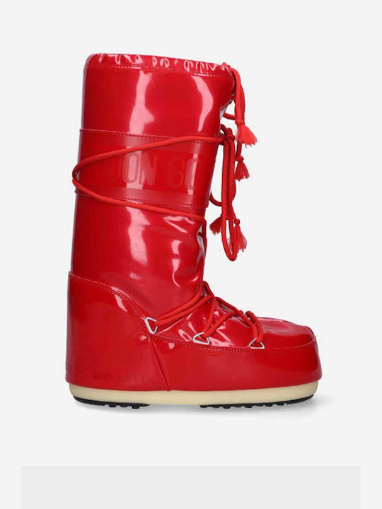 Moon Boot Icon Vinile Met Γυναικείες Μπότες Κόκκινες