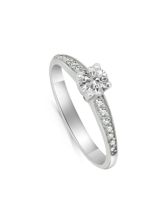 Antwnakakis Single Stone from White Gold 14K