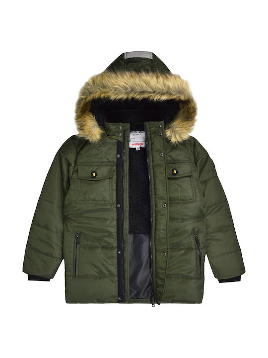 Kids' Casual Jacket with Lining & Hood Khaki