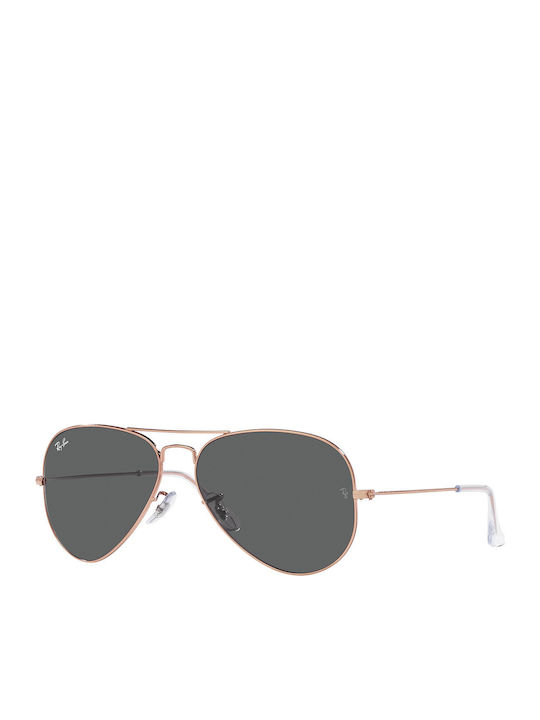 Ray Ban Aviator Unisex Sunglasses with Rose Gol...