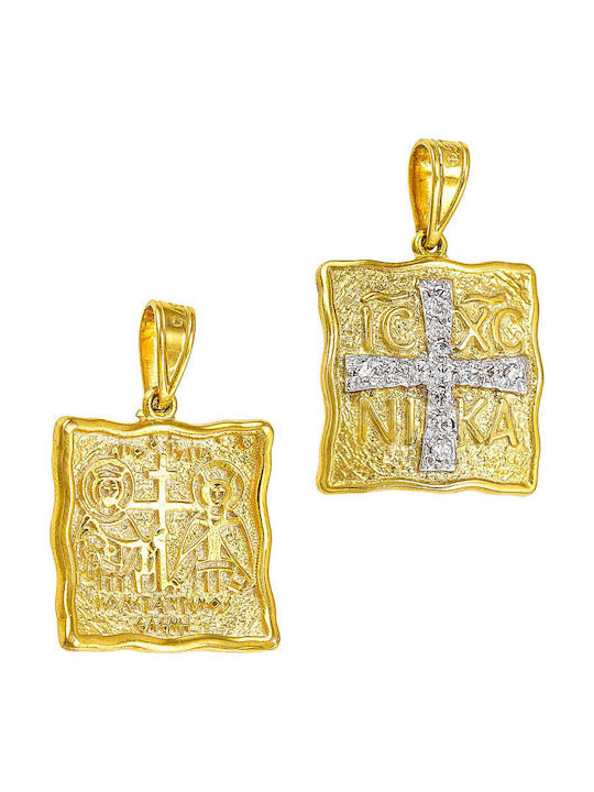 Papoulidis Jewellery Anhänger Kinder Amulett Beidseitig Konstantinato aus Weißgold 14K FY196