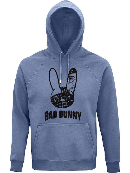 Bad Bunny Destroyed Bunny Блуза с качулка Син