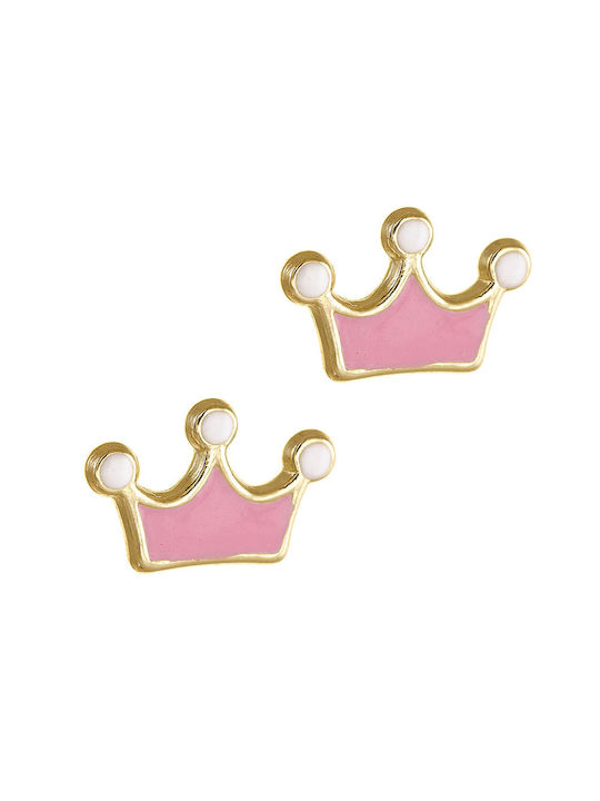 Papoulidis Jewellery Kids Earrings Studs Crowns made of Gold 14K