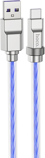Hoco U113 Плетен USB 2.0 Кабел USB-C Мъжки - USB-A 100W Захранване (PD) Син 1м