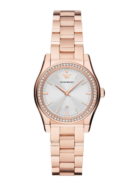 Emporio Armani Damen Uhr mit Rose Gold Metallarmband
