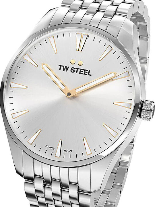 TW Steel Ace Aternus Ανδρικό Ρολόι 38mm Μπαταρίας με Ασημί Μεταλλικό Μπρασελέ