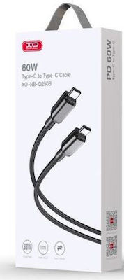 XO NB-Q250B USB 2.0 Cable USB-C male - USB-C 60W Μαύρο 1m (XO-NB250BK)