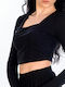 Γυναικείο Crop Top Μακρυμάνικο Μαύρο