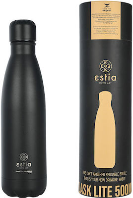 Estia Flask Lite Save the Aegean Μπουκάλι Θερμός Ανοξείδωτο Midnight Black