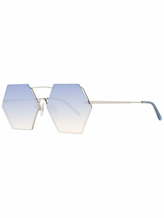 Ana Hickmann Sunglasses with Silver Metal Frame and Blue Gradient Lens
