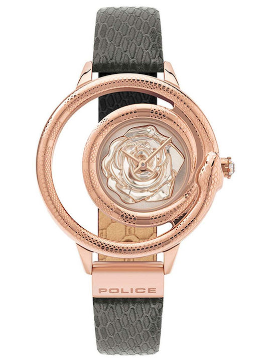 Police Women's Watch with Gray Leather Strap