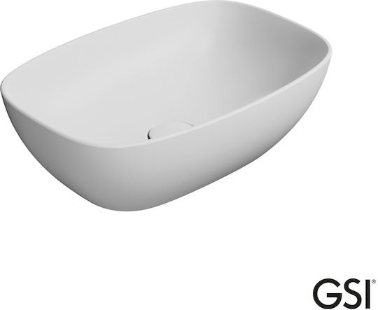 GSI Aufgesetztes Waschbecken Porzellan 50x35x16cm White Matt