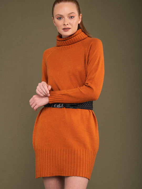 E-shopping Avenue Mini Kleid Rollkragen Orange