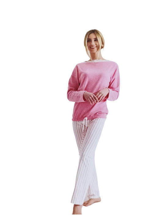 Confezioni Biemme SNC Winter Damen Pyjama-Set Baumwolle Rose