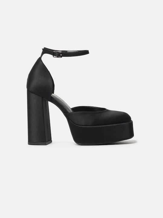 InShoes Black Heels with Strap