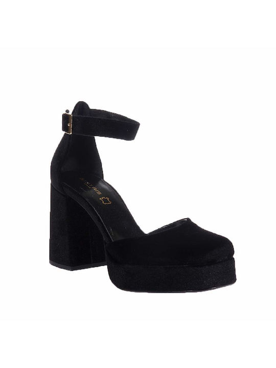 Beatris Black Heels with Strap