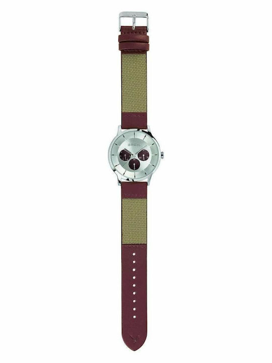 Breil Ανδρικό Ρολόι 35mm Μπαταρίας με Μπορντό Δερμάτινο Λουράκι