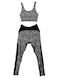 Set Women's Long Training Leggings High Waisted Black and white