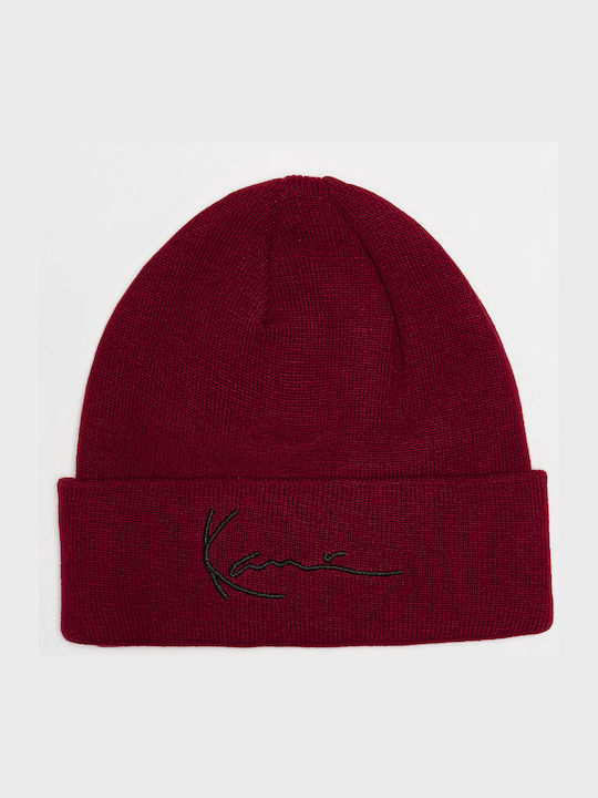 Karl Kani Signature Beanie Unisex Beanie Gestrickt in Burgundisch Farbe